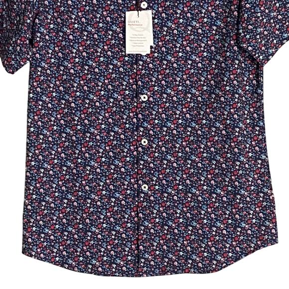 Quieti Performance Men's Shirt Small Short Sleeve Button-Up Navy Blue Floral NEW - Picture 3 of 12